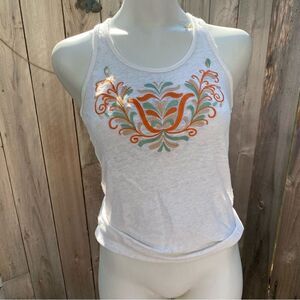 Vintage mango linen top with embroidery size XS